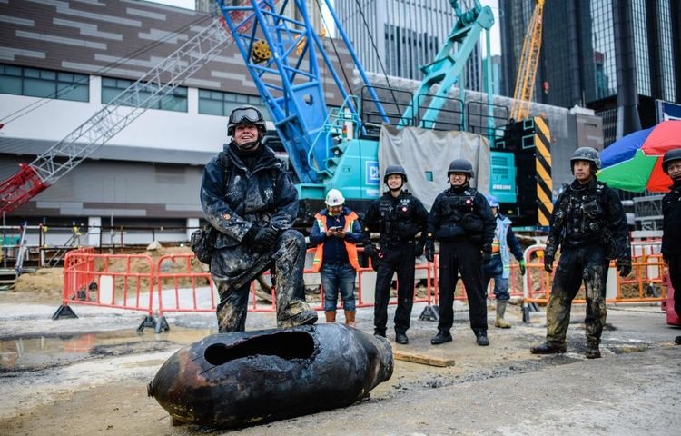  центре гонконга стройплощадке обнаружена бомба времен вов 