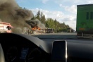 На ЕКАДе после столкновения с цементотвозом сгорела фура
